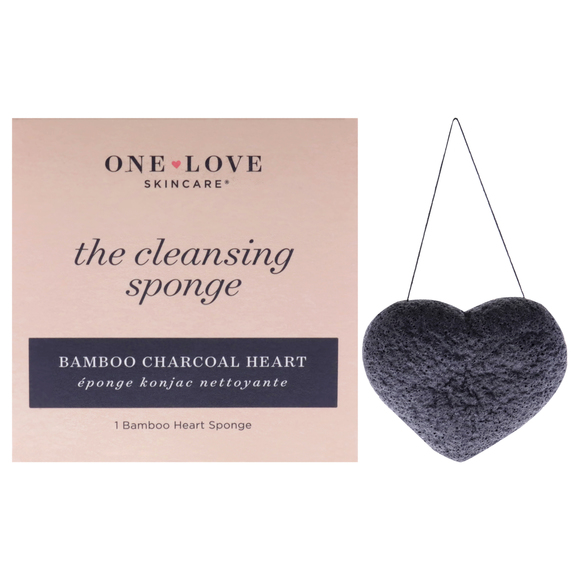 One Love Organics The Cleansing Sponge Bamboo Charcoal Heart by One Love 1 Pc - Picture 1 of 5